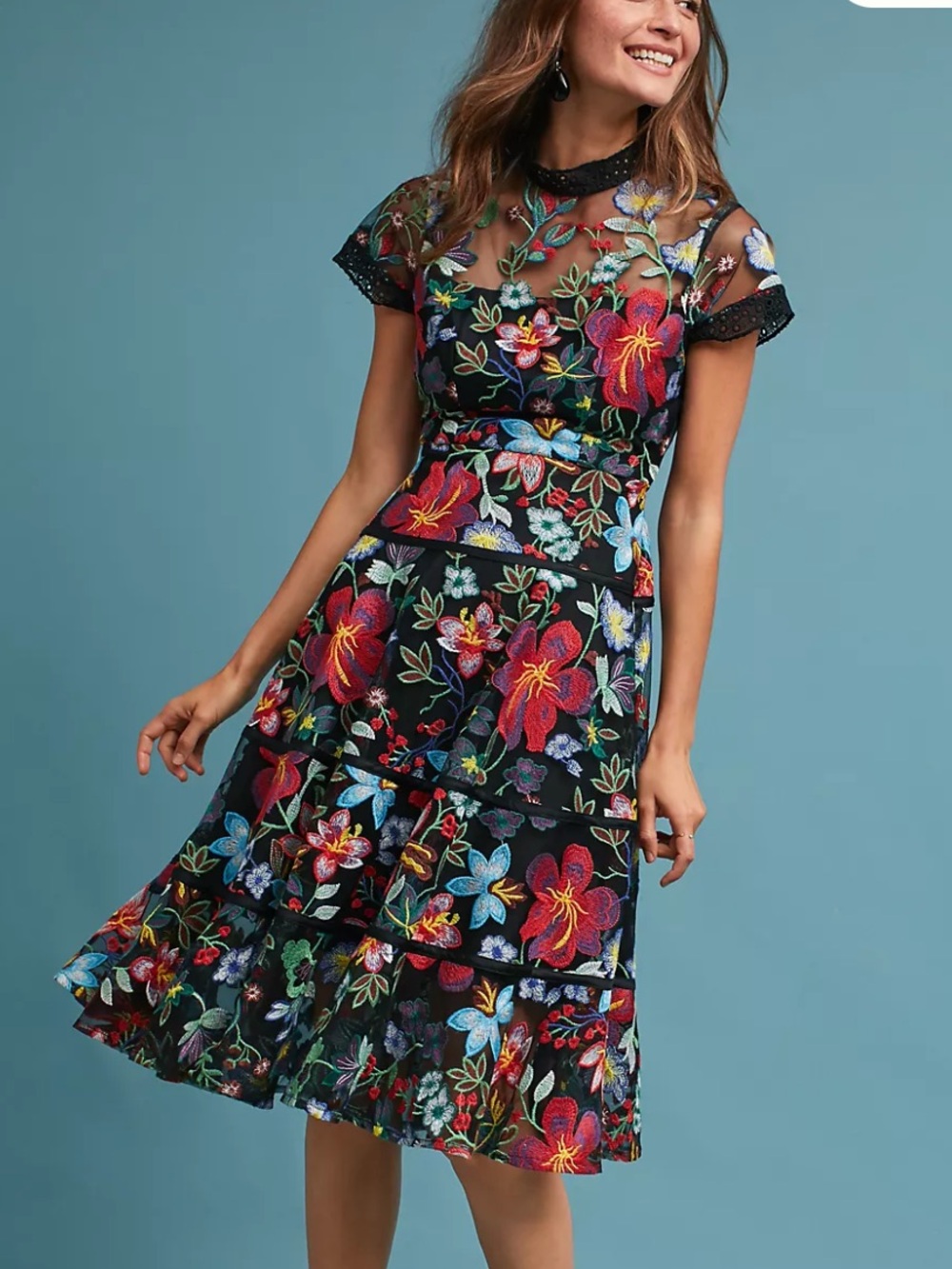 Anthropologie Vone Janine Embroidered Dress